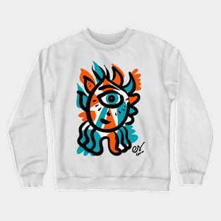 Blue and Orange Cyclops Graffiti Art Crewneck Sweatshirt